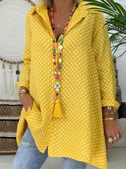 New Women Boho Dot Long Blouses Summer Long Sleeve Loose Blouses Lady Fashion Casual Blouse Shirts Top Blusas Mujer de Moda 2019 - saadatstore