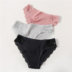 Cotton Panty 3Pcs Sexy Low-Rise Panty Intimates - saadatstore