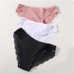 Cotton Panty 3Pcs Sexy Low-Rise Panty Intimates - saadatstore