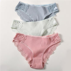 Cotton Panty 3Pcs Sexy Low-Rise Panty Intimates - saadatstore