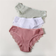 Cotton Panty 3Pcs Sexy Low-Rise Panty Intimates - saadatstore