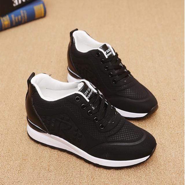 Women's casual shoes 2019 spring thick bottom wedge female sports shoes interior sports increase ladies student shoes - saadatstore